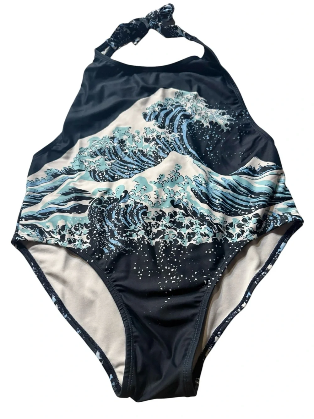 Pacsun Motel Rocks Navy Wave-Print One-Piece Swimsuit NWT
